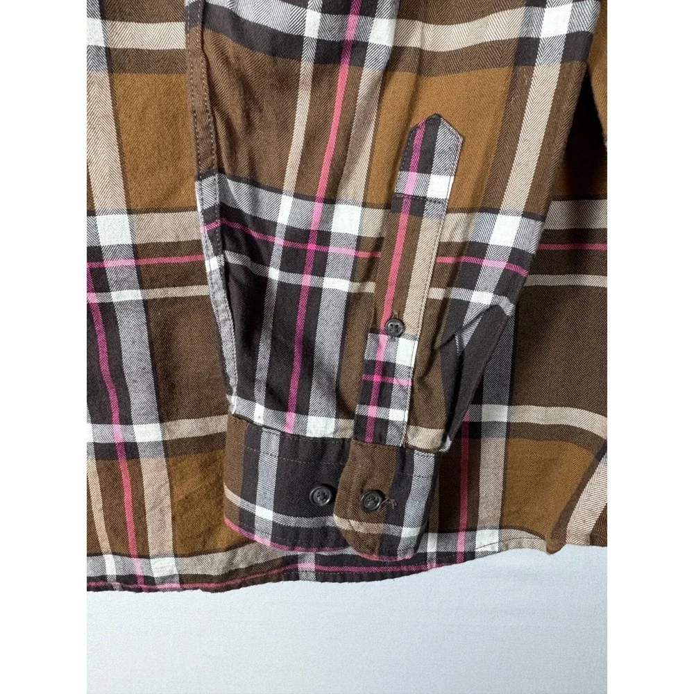 Banana Republic‎ Men's Brown's Plaid Slim Fit Untucked Flannel Shirt XL